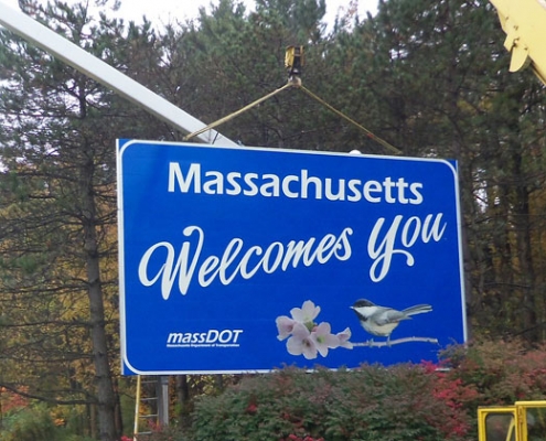 Massachusetts welcome sign