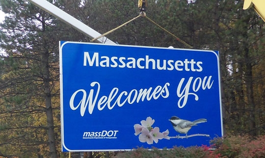 Massachusetts welcome sign